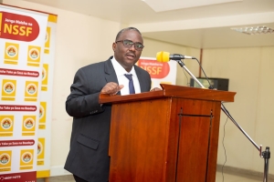 Mkurugenzi Mkuu wa NSSF, Masha Mshomba akizungumza na Waandishi wa Habari.