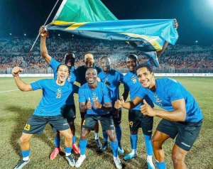 Wachezaji wa timu ya Taifa wakishangilia baada ya kufuzu AFCON kwenye mchezo uliochezwa kwenye uwanja wa Mohamed V Septemba 2023.